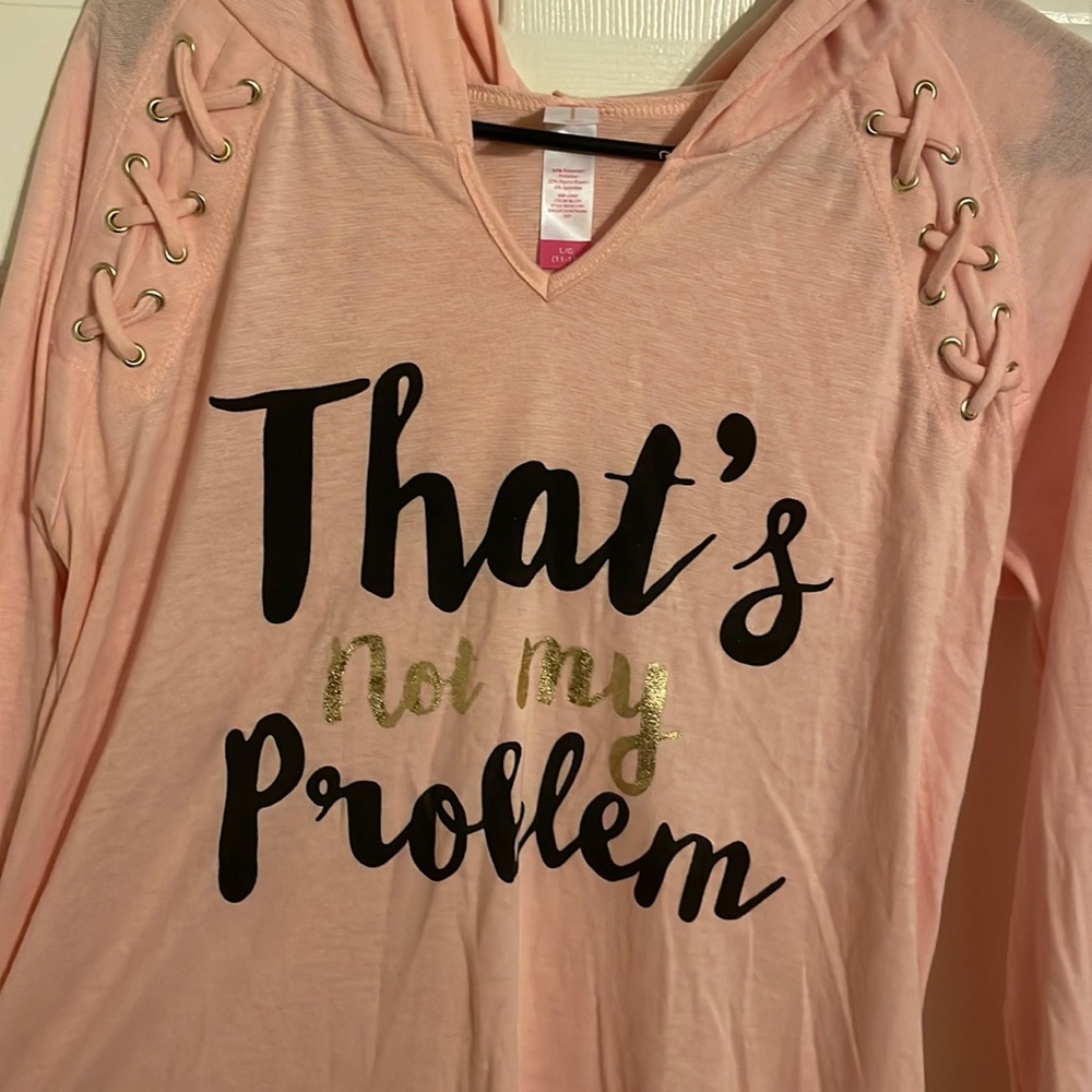 Large pink hooded graphic shirt